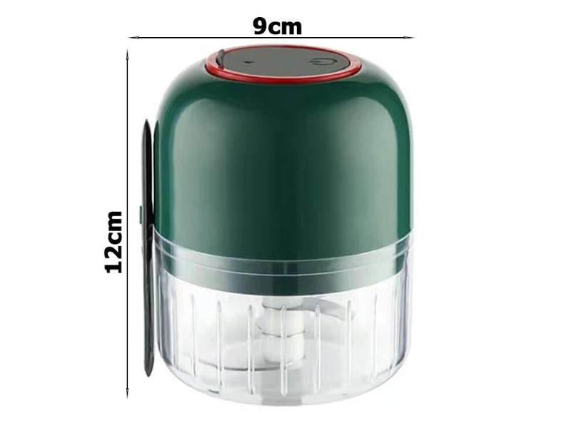 Picador eléctrico compacto con cuchillas de acero inoxidable, ideal para picar frutas, verduras y carnes en segundos