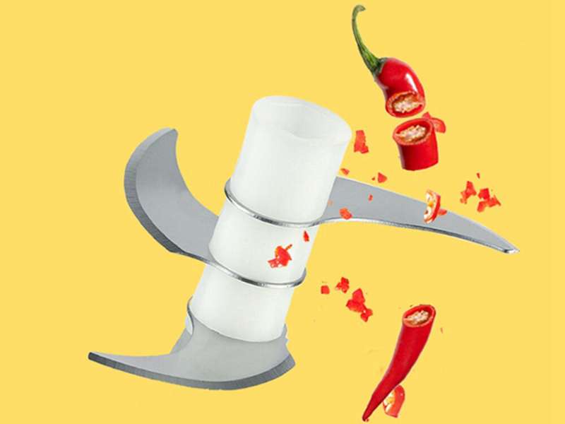 Picador eléctrico compacto con cuchillas de acero inoxidable, ideal para picar frutas, verduras y carnes en segundos