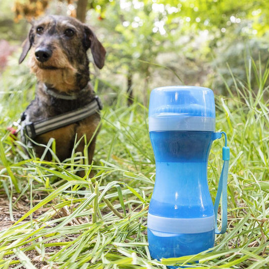 Botella con Depósito de Agua y Comida para Mascotas 2 en 1 Pettap - Pequiti