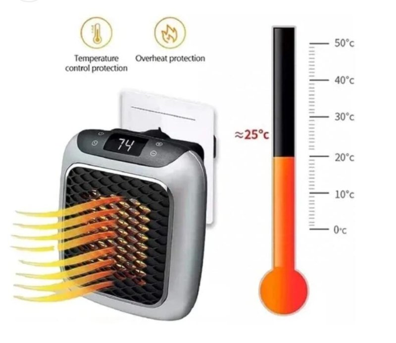 Calefactor Portátil Compacto de 800W - Calor Instantáneo y Ajuste de Temperatura - Pequiti