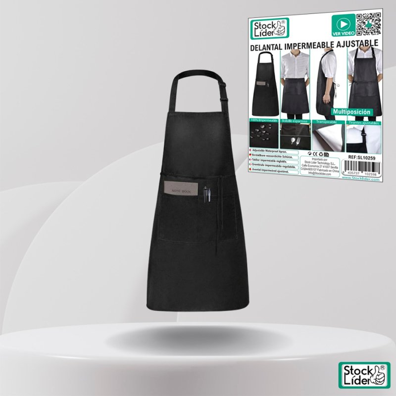 Delantal Impermeable Ajustable con Dos Bolsillos Grandes – Ideal para Cocina, Barbacoa y Más - Pequiti