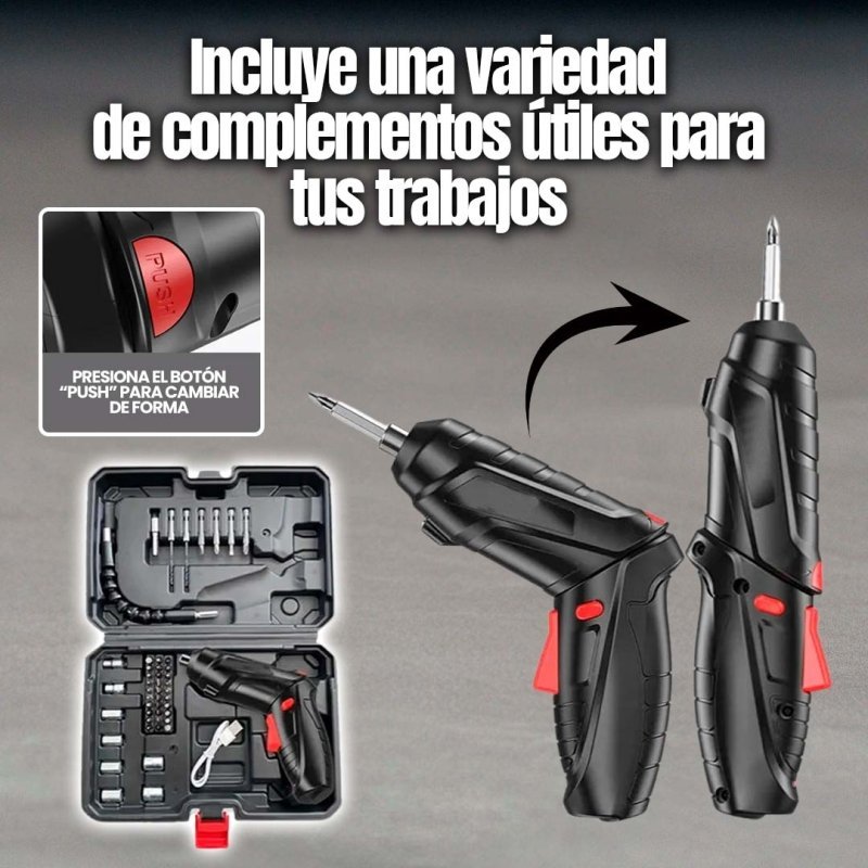 FlexiDrill Pro™: Taladro Destornillador Inalámbrico con Maletín de 48 Piezas - Pequiti