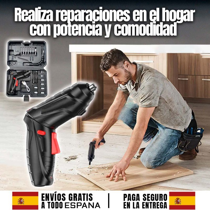 FlexiDrill Pro™: Taladro Destornillador Inalámbrico con Maletín de 48 Piezas - Pequiti