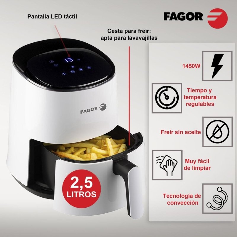 Freidora Sin Aceite NATURFRY Compact – Freidora de Aire Caliente 2.5L 1450W - Pequiti