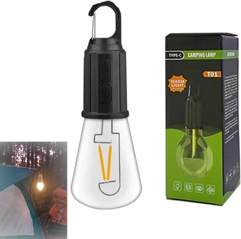 Ilumina tus Aventuras con la Bombilla Recargable Tipo C: Estilo Vintage para Cada Momento al Aire Libre - Pequiti