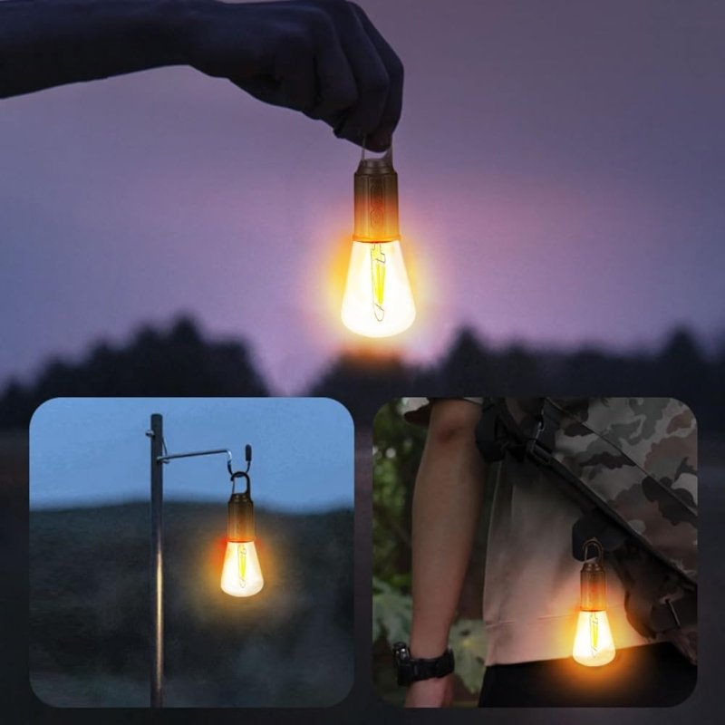Ilumina tus Aventuras con la Bombilla Recargable Tipo C: Estilo Vintage para Cada Momento al Aire Libre - Pequiti