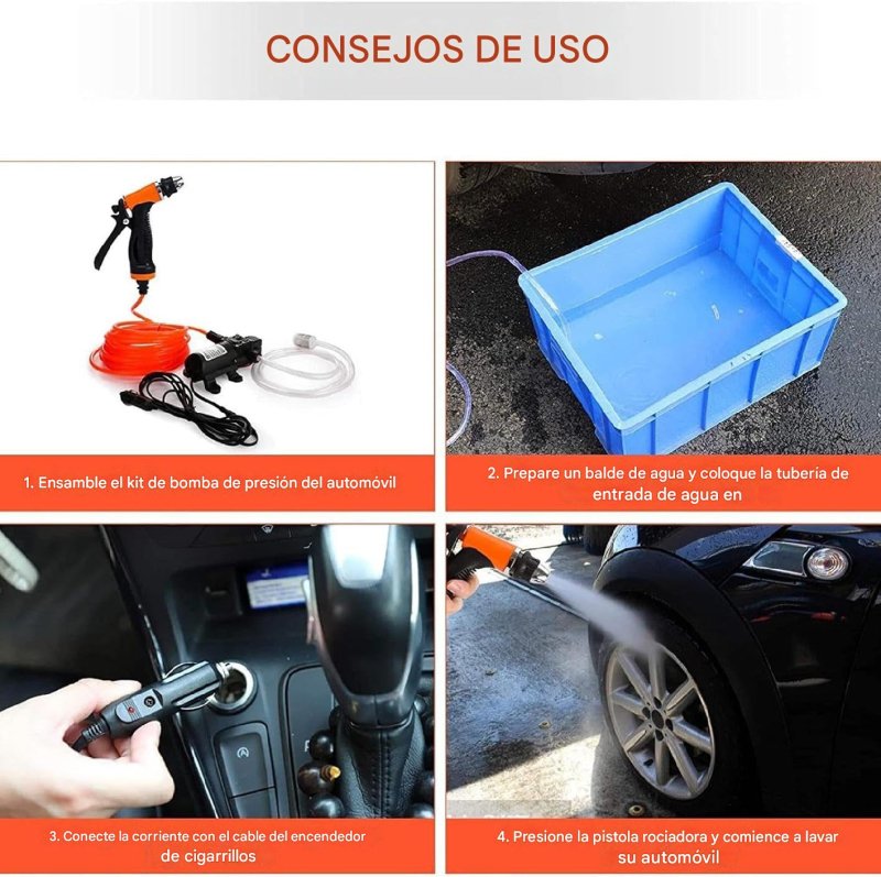 Lavadora de Coches Portátil 12V: La Solución Ideal para el Lavado de Vehículos en Exteriores - Pequiti