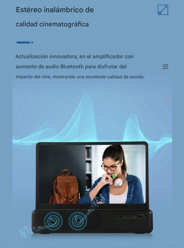 VistaBoost™ Amplificador de Pantalla para Móvil con Parlante Bluetooth V2 - Pequiti